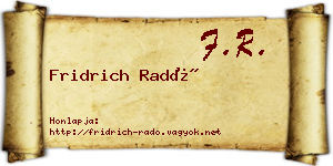 Fridrich Radó névjegykártya